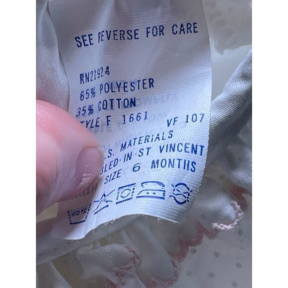 Vintage Polly Finders Little Girls Smocked Pink Dress. Pink Trim.Flowers.6months - Picture 4 of 5